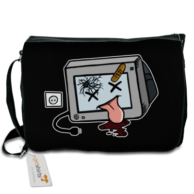 Motiv: Schultertasche - TV kaputt - bestimme auf Wunsch Details wie Produkt, Grösse, Farbe und Position selbst ! Motiv: Schultertasche - TV kaputt