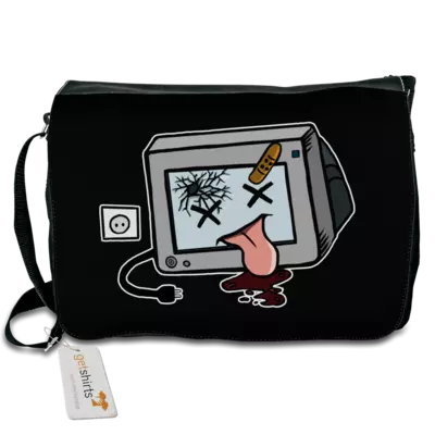 Motiv: Schultertasche - TV kaputt - bestimme auf Wunsch Details wie Produkt, Grösse, Farbe und Position selbst ! Motiv: Schultertasche - TV kaputt