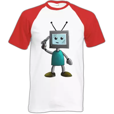 Motiv: Baseball-T FAIR WEAR - TV Man - bestimme auf Wunsch Details wie Produkt, Grösse, Farbe und Position selbst ! Motiv: Baseball-T FAIR WEAR - TV Man