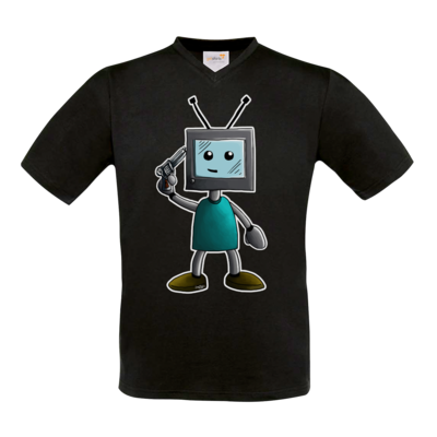 Motiv: T-Shirt V-Neck FAIR WEAR - TV Man - bestimme auf Wunsch Details wie Produkt, Grösse, Farbe und Position selbst ! Motiv: T-Shirt V-Neck FAIR WEAR - TV Man