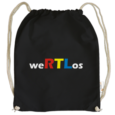 Motiv: Cotton Gymsac - weRTLos - bestimme auf Wunsch Details wie Produkt, Grösse, Farbe und Position selbst ! Motiv: Cotton Gymsac - weRTLos