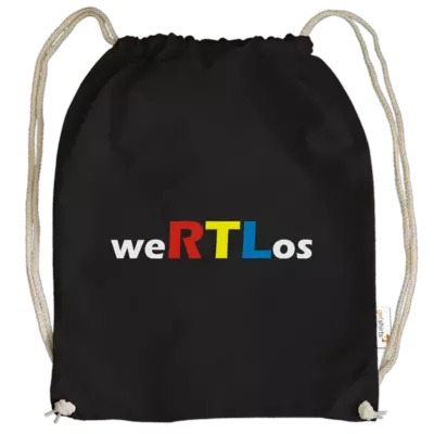 Motiv: Cotton Gymsac - weRTLos - bestimme auf Wunsch Details wie Produkt, Grösse, Farbe und Position selbst ! Motiv: Cotton Gymsac - weRTLos