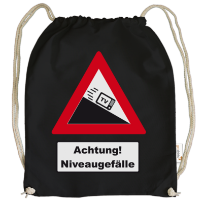 Motiv: Cotton Gymsac - Achtung Niveaugefaelle - bestimme auf Wunsch Details wie Produkt, Grösse, Farbe und Position selbst ! Motiv: Cotton Gymsac - Achtung Niveaugefaelle