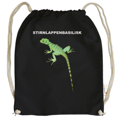 Motiv: Cotton Gymsac - Stirnlappenbasilisk - bestimme auf Wunsch Details wie Produkt, Grösse, Farbe und Position selbst ! Motiv: Cotton Gymsac - Stirnlappenbasilisk