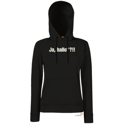 Motiv: Hoodie Damen Classic - ja hallo - bestimme auf Wunsch Details wie Produkt, Grösse, Farbe und Position selbst ! Motiv: Hoodie Damen Classic - ja hallo