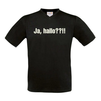Motiv: T-Shirt V-Neck FAIR WEAR - ja hallo - bestimme auf Wunsch Details wie Produkt, Grösse, Farbe und Position selbst ! Motiv: T-Shirt V-Neck FAIR WEAR - ja hallo