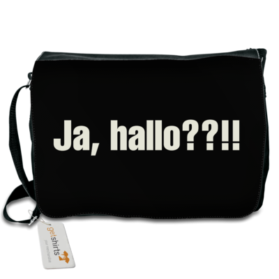 Motiv: Schultertasche - ja hallo - bestimme auf Wunsch Details wie Produkt, Grösse, Farbe und Position selbst ! Motiv: Schultertasche - ja hallo