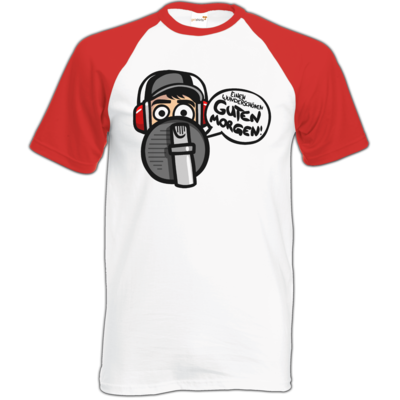 Motiv: Baseball-T FAIR WEAR - Guten Morgen - bestimme auf Wunsch Details wie Produkt, Grösse, Farbe und Position selbst ! Motiv: Baseball-T FAIR WEAR - Guten Morgen