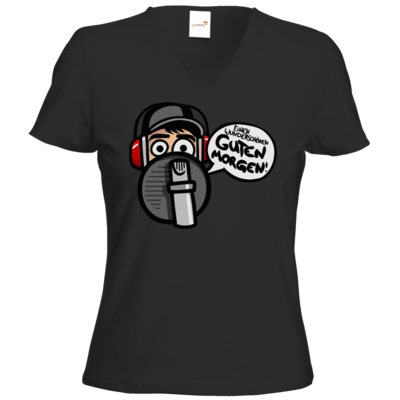 Motiv: T-Shirts Damen V-Neck FAIR WEAR - Guten Morgen - bestimme auf Wunsch Details wie Produkt, Grösse, Farbe und Position selbst ! Motiv: T-Shirts Damen V-Neck FAIR WEAR - Guten Morgen