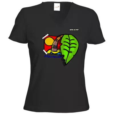 Motiv: T-Shirts Damen V-Neck FAIR WEAR - Palmenbaumblatt - bestimme auf Wunsch Details wie Produkt, Grösse, Farbe und Position selbst ! Motiv: T-Shirts Damen V-Neck FAIR WEAR - Palmenbaumblatt