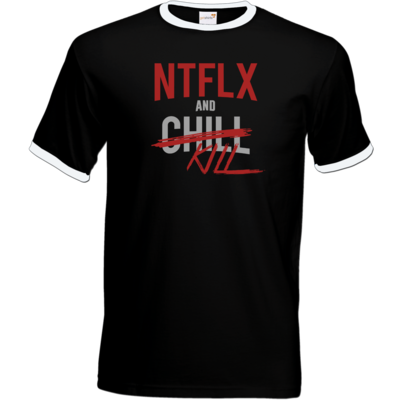 Motiv: T-Shirt Ringer - NTFLX - bestimme auf Wunsch Details wie Produkt, Grösse, Farbe und Position selbst ! Motiv: T-Shirt Ringer - NTFLX