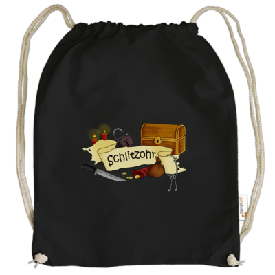 Motiv: Cotton Gymsac - Schlitzohr - bestimme auf Wunsch Details wie Produkt, Grösse, Farbe und Position selbst ! Motiv: Cotton Gymsac - Schlitzohr