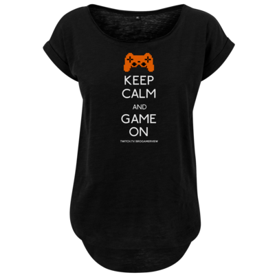 Motiv: Ladies Long Slub Tee - Keep Calm Game On - bestimme auf Wunsch Details wie Produkt, Grösse, Farbe und Position selbst ! Motiv: Ladies Long Slub Tee - Keep Calm Game On