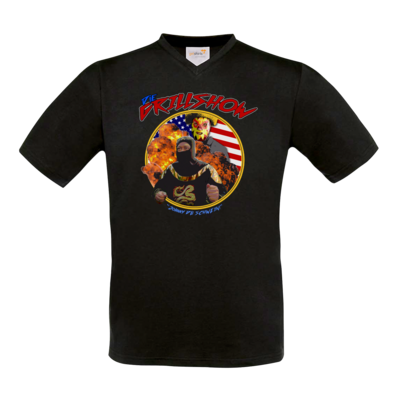 Motiv: T-Shirt V-Neck FAIR WEAR - Die Grillshow - Motiv 3 - bestimme auf Wunsch Details wie Produkt, Grösse, Farbe und Position selbst ! Motiv: T-Shirt V-Neck FAIR WEAR - Die Grillshow - Motiv 3