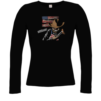 Motiv: Longsleeve Damen FAIR WEAR - Die Grillshow - Hüüüaah - bestimme auf Wunsch Details wie Produkt, Grösse, Farbe und Position selbst ! Motiv: Longsleeve Damen FAIR WEAR - Die Grillshow - Hüüüaah