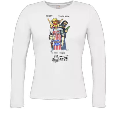 Motiv: Longsleeve Damen FAIR WEAR - Die Grillshow - Filmplakat - bestimme auf Wunsch Details wie Produkt, Grösse, Farbe und Position selbst ! Motiv: Longsleeve Damen FAIR WEAR - Die Grillshow - Filmplakat