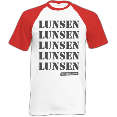 Motiv: Baseball-T FAIR WEAR - Grillshow Lunsen - bestimme auf Wunsch Details wie Produkt, Grösse, Farbe und Position selbst ! Motiv: Baseball-T FAIR WEAR - Grillshow Lunsen