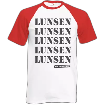 Motiv: Baseball-T FAIR WEAR - Grillshow Lunsen - bestimme auf Wunsch Details wie Produkt, Grösse, Farbe und Position selbst ! Motiv: Baseball-T FAIR WEAR - Grillshow Lunsen