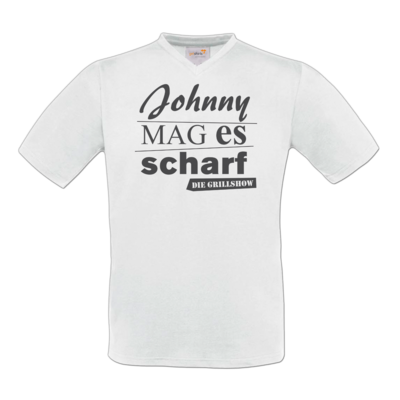 Motiv: T-Shirt V-Neck FAIR WEAR - Grillshow Johnny mag es scharf - bestimme auf Wunsch Details wie Produkt, Grösse, Farbe und Position selbst ! Motiv: T-Shirt V-Neck FAIR WEAR - Grillshow Johnny mag es scharf