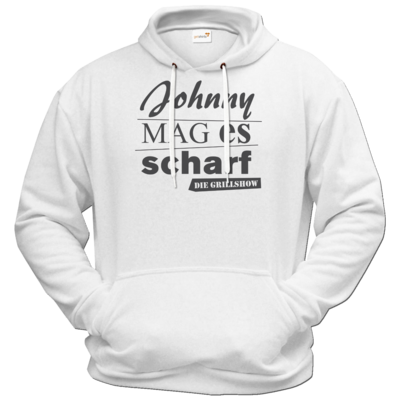 Motiv: Hoodie Premium FAIR WEAR - Grillshow Johnny mag es scharf - bestimme auf Wunsch Details wie Produkt, Grösse, Farbe und Position selbst ! Motiv: Hoodie Premium FAIR WEAR - Grillshow Johnny mag es scharf