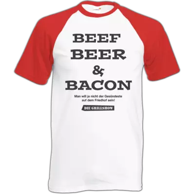 Motiv: Baseball-T FAIR WEAR - Beef, Beer & Bacon 