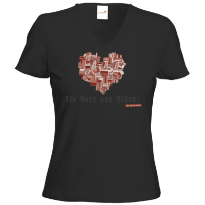 Motiv: T-Shirts Damen V-Neck FAIR WEAR - Grillshow Netz aus Glueck - bestimme auf Wunsch Details wie Produkt, Grösse, Farbe und Position selbst ! Motiv: T-Shirts Damen V-Neck FAIR WEAR - Grillshow Netz aus Glueck