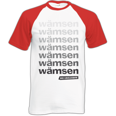 Motiv: Baseball-T FAIR WEAR - Grillshow waemsen - bestimme auf Wunsch Details wie Produkt, Grösse, Farbe und Position selbst ! Motiv: Baseball-T FAIR WEAR - Grillshow waemsen