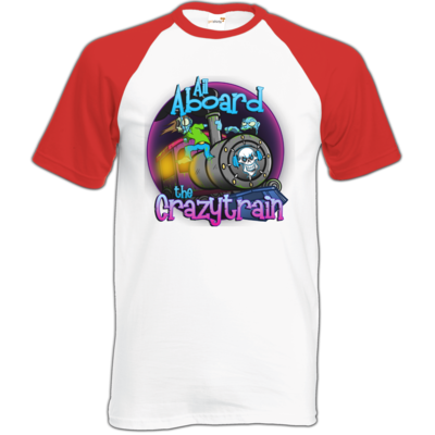 Motiv: Baseball-T FAIR WEAR - SandcoolTV - Crazytrain - bestimme auf Wunsch Details wie Produkt, Grösse, Farbe und Position selbst ! Motiv: Baseball-T FAIR WEAR - SandcoolTV - Crazytrain