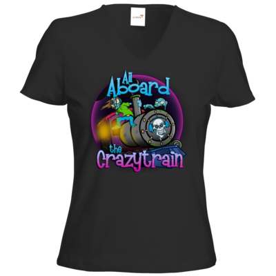 Motiv: T-Shirts Damen V-Neck FAIR WEAR - SandcoolTV - Crazytrain - bestimme auf Wunsch Details wie Produkt, Grösse, Farbe und Position selbst ! Motiv: T-Shirts Damen V-Neck FAIR WEAR - SandcoolTV - Crazytrain