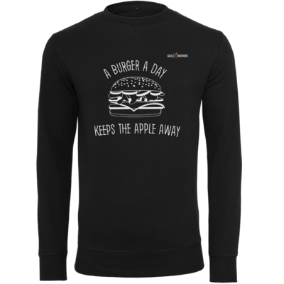Motiv: Light Crew Sweatshirt - SizzleBrothers - Grillen - Burger Apple - bestimme auf Wunsch Details wie Produkt, Grösse, Farbe und Position selbst ! Motiv: Light Crew Sweatshirt - SizzleBrothers - Grillen - Burger Apple