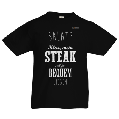 Motiv: Kids T-Shirt Premium FAIR WEAR - SizzleBrothers - Grillen - Salat Steak bequem - bestimme auf Wunsch Details wie Produkt, Grösse, Farbe und Position selbst ! Motiv: Kids T-Shirt Premium FAIR WEAR - SizzleBrothers - Grillen - Salat Steak bequem