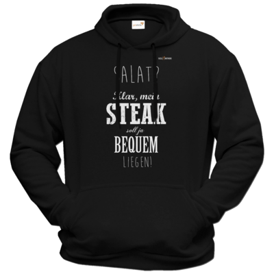 Motiv: Hoodie Premium FAIR WEAR - SizzleBrothers - Grillen - Salat Steak bequem - bestimme auf Wunsch Details wie Produkt, Grösse, Farbe und Position selbst ! Motiv: Hoodie Premium FAIR WEAR - SizzleBrothers - Grillen - Salat Steak bequem