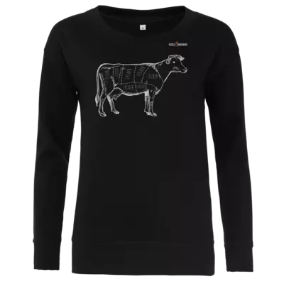 Motiv: Girlie Crew Sweatshirt - SizzleBrothers - Grillen - Meatmap - bestimme auf Wunsch Details wie Produkt, Grösse, Farbe und Position selbst ! Motiv: Girlie Crew Sweatshirt - SizzleBrothers - Grillen - Meatmap