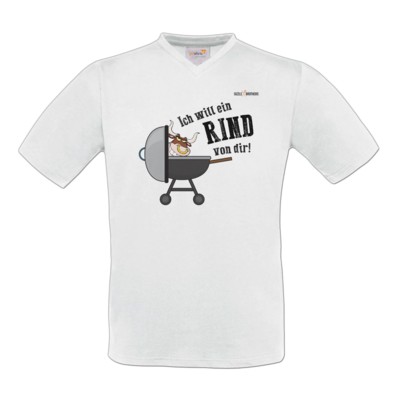 Motiv: T-Shirt V-Neck FAIR WEAR - SizzleBrothers - Grillen - Ich will ein Rind - bestimme auf Wunsch Details wie Produkt, Grösse, Farbe und Position selbst ! Motiv: T-Shirt V-Neck FAIR WEAR - SizzleBrothers - Grillen - Ich will ein Rind