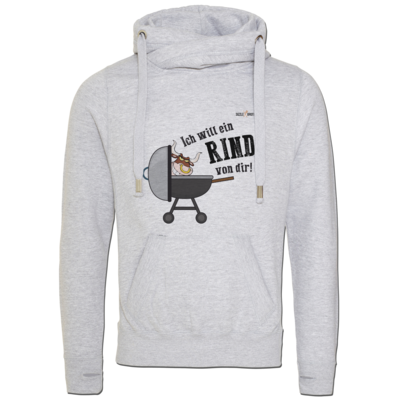 Motiv: Cross Neck Hoodie - SizzleBrothers - Grillen - Ich will ein Rind - bestimme auf Wunsch Details wie Produkt, Grösse, Farbe und Position selbst ! Motiv: Cross Neck Hoodie - SizzleBrothers - Grillen - Ich will ein Rind