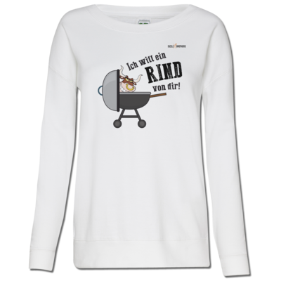 Motiv: Girlie Crew Sweatshirt - SizzleBrothers - Grillen - Ich will ein Rind - bestimme auf Wunsch Details wie Produkt, Grösse, Farbe und Position selbst ! Motiv: Girlie Crew Sweatshirt - SizzleBrothers - Grillen - Ich will ein Rind