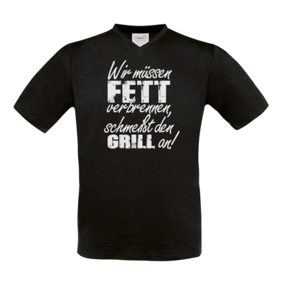 Motiv: T-Shirt V-Neck FAIR WEAR - SizzleBrothers - Grillen - Fett verbrennen - bestimme auf Wunsch Details wie Produkt, Grösse, Farbe und Position selbst ! Motiv: T-Shirt V-Neck FAIR WEAR - SizzleBrothers - Grillen - Fett verbrennen