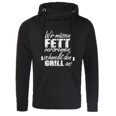 Motiv: Cross Neck Hoodie - SizzleBrothers - Grillen - Fett verbrennen - bestimme auf Wunsch Details wie Produkt, Grösse, Farbe und Position selbst ! Motiv: Cross Neck Hoodie - SizzleBrothers - Grillen - Fett verbrennen