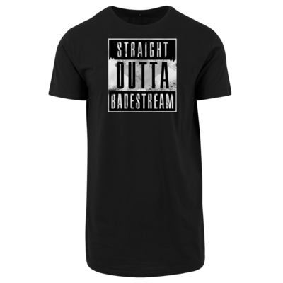 Motiv: Shaped Long Tee - Straight Outta Badestream - bestimme auf Wunsch Details wie Produkt, Grösse, Farbe und Position selbst ! Motiv: Shaped Long Tee - Straight Outta Badestream