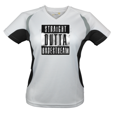 Motiv: Laufshirt Lady Running T - Straight Outta Badestream - bestimme auf Wunsch Details wie Produkt, Grösse, Farbe und Position selbst ! Motiv: Laufshirt Lady Running T - Straight Outta Badestream