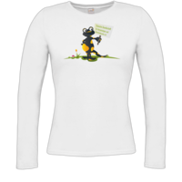 Motiv: Longsleeve Damen FAIR WEAR - Willi mit Schild 3 - bestimme auf Wunsch Details wie Produkt, Grösse, Farbe und Position selbst ! Motiv: Longsleeve Damen FAIR WEAR - Willi mit Schild 3