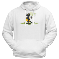 Motiv: Hoodie Premium FAIR WEAR - Willi mit Schild 3 - bestimme auf Wunsch Details wie Produkt, Grösse, Farbe und Position selbst ! Motiv: Hoodie Premium FAIR WEAR - Willi mit Schild 3
