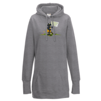 Motiv: Lady Longline Hoodie - Willi mit Schild 3 - bestimme auf Wunsch Details wie Produkt, Grösse, Farbe und Position selbst ! Motiv: Lady Longline Hoodie - Willi mit Schild 3