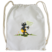 Motiv: Cotton Gymsac - Willi mit Schild 3 - bestimme auf Wunsch Details wie Produkt, Grösse, Farbe und Position selbst ! Motiv: Cotton Gymsac - Willi mit Schild 3