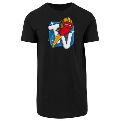 Motiv: Shaped Long Tee - Senderlogo - bestimme auf Wunsch Details wie Produkt, Grösse, Farbe und Position selbst ! Motiv: Shaped Long Tee - Senderlogo