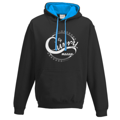 Motiv: Two-Tone Hoodie - Ey Curry Maaan - bestimme auf Wunsch Details wie Produkt, Grösse, Farbe und Position selbst ! Motiv: Two-Tone Hoodie - Ey Curry Maaan