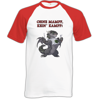 Motiv: Baseball-T FAIR WEAR - Ulisses - Ohne Mampf kein Kampf - bestimme auf Wunsch Details wie Produkt, Grösse, Farbe und Position selbst ! Motiv: Baseball-T FAIR WEAR - Ulisses - Ohne Mampf kein Kampf