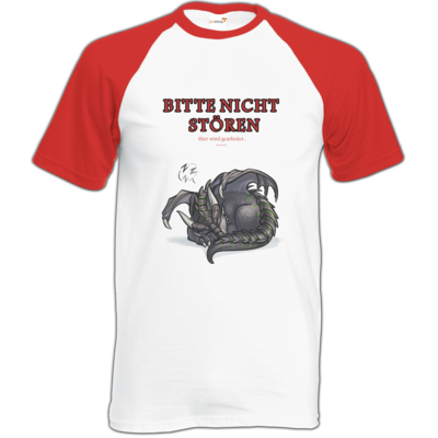 Motiv: Baseball-T FAIR WEAR - Ulisses - Bitte nicht stören - bestimme auf Wunsch Details wie Produkt, Grösse, Farbe und Position selbst ! Motiv: Baseball-T FAIR WEAR - Ulisses - Bitte nicht stören