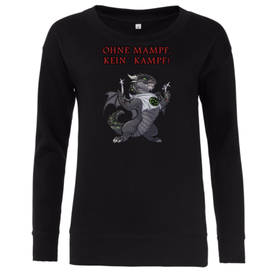 Motiv: Girlie Crew Sweatshirt - Ulisses - Ohne Mampf kein Kampf - bestimme auf Wunsch Details wie Produkt, Grösse, Farbe und Position selbst ! Motiv: Girlie Crew Sweatshirt - Ulisses - Ohne Mampf kein Kampf