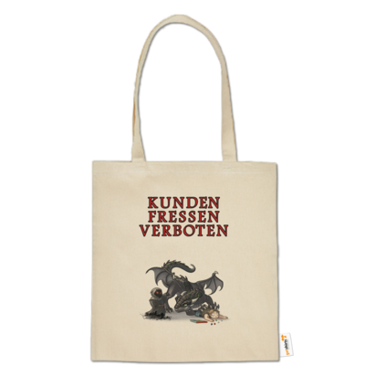 Motiv: Baumwolltasche - Ulisses - Kunden fressen verboten - bestimme auf Wunsch Details wie Produkt, Grösse, Farbe und Position selbst ! Motiv: Baumwolltasche - Ulisses - Kunden fressen verboten